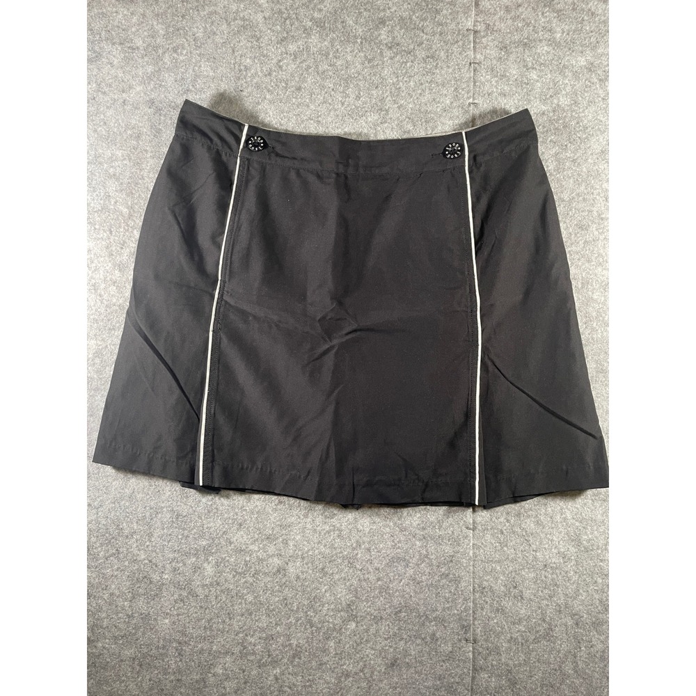 IZOD XFG Cool FX Black Golf Skort Women 14 White Piping Athletic Skirt Pocket